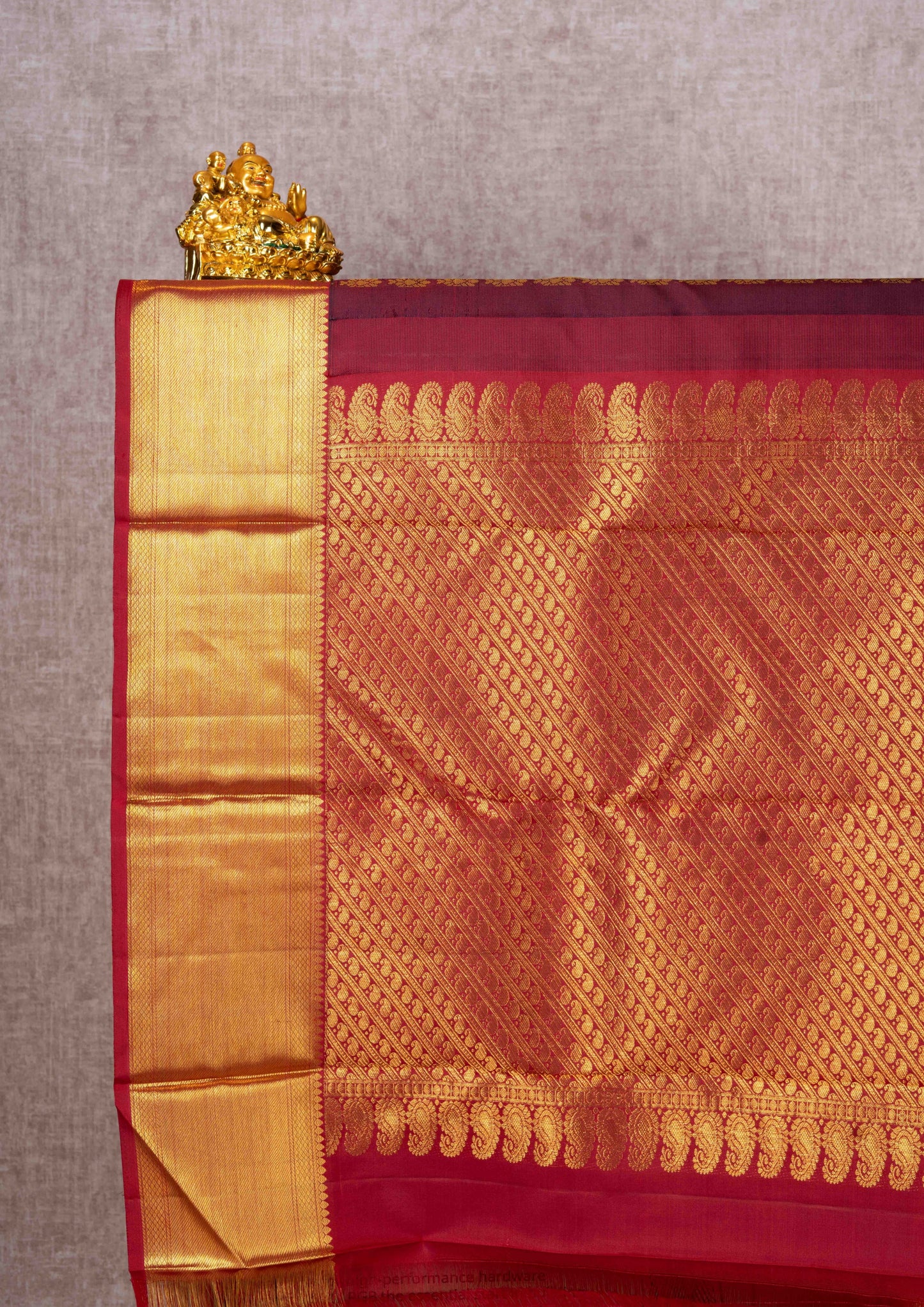 Kanjivaram Maroon Pure Silk Jacquard Saree With Red Blouse