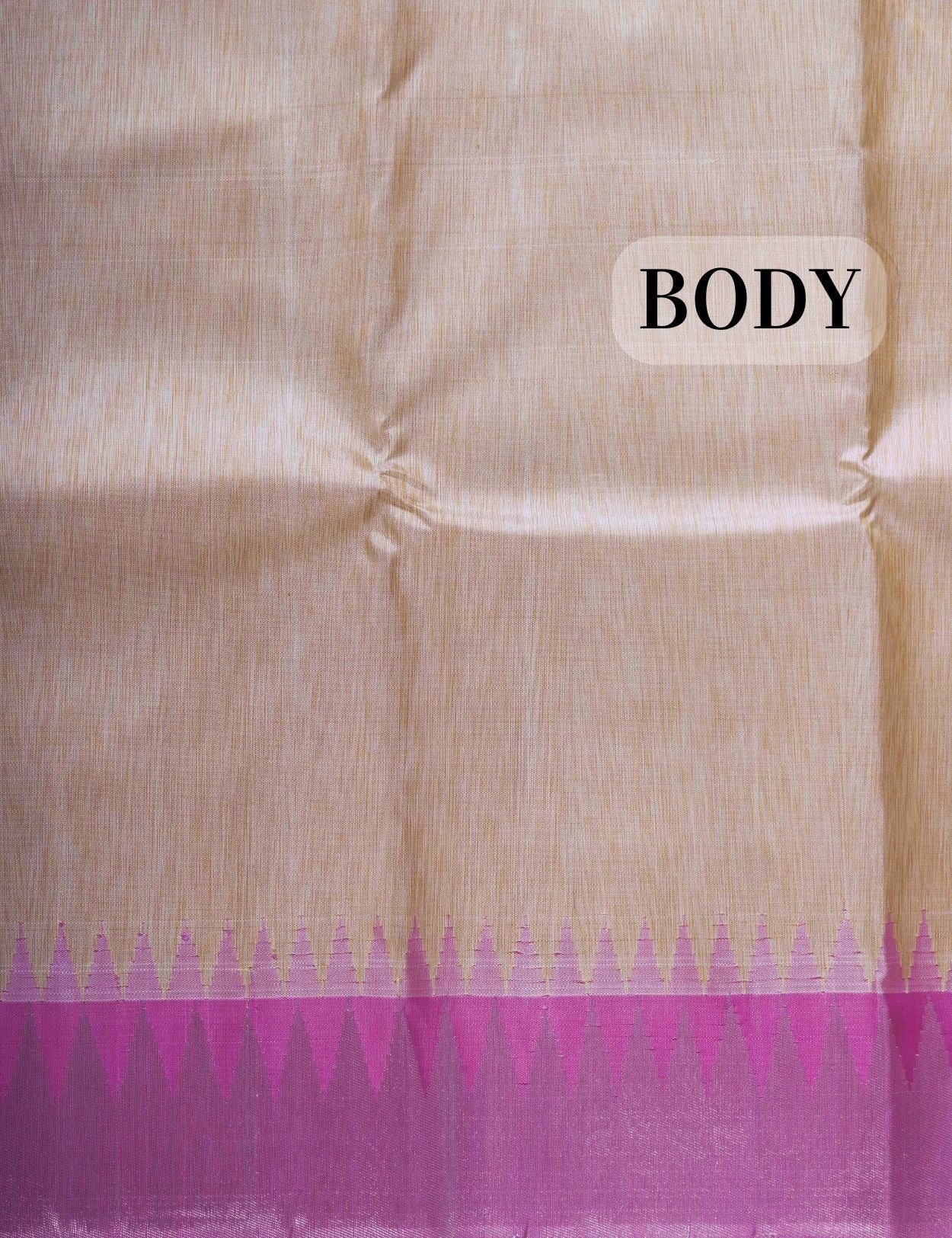 Sandal Kanjivaram Pure Silk Saree 3G Zari  Baby Pink Border