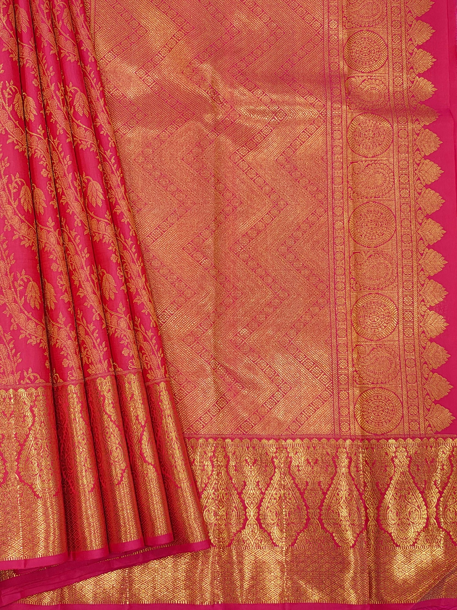 Pink Kanjivaram Pure Silk Saree 2G Zari With Pink Blouse