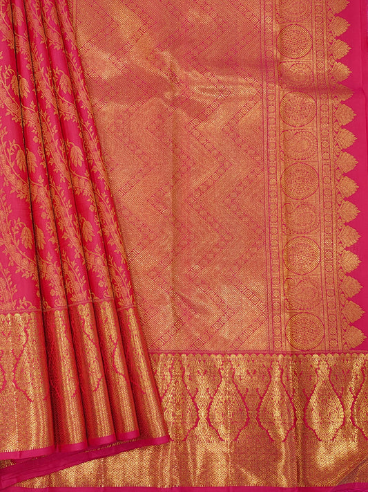 Pink Kanjivaram Pure Silk Saree 2G Zari With Pink Blouse