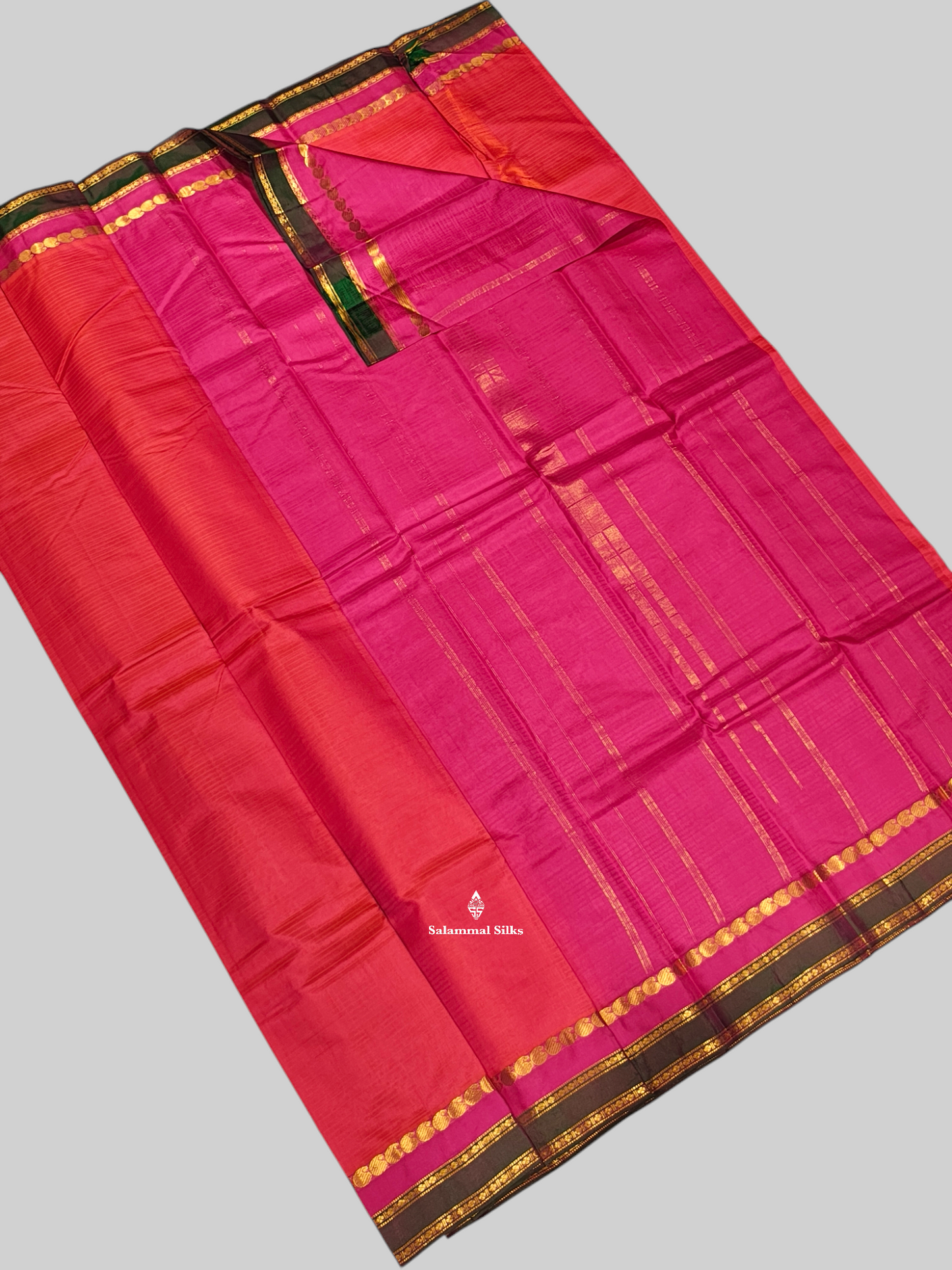 Reddish Pink  Light Weight Beautiful Pure Silk Saree With Double Border