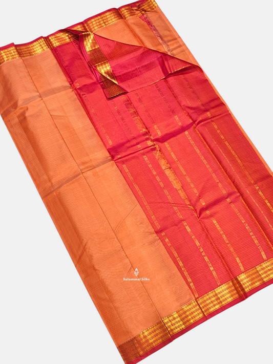 Peach Light Weight Beautiful Pure Silk Saree With Traditional Border