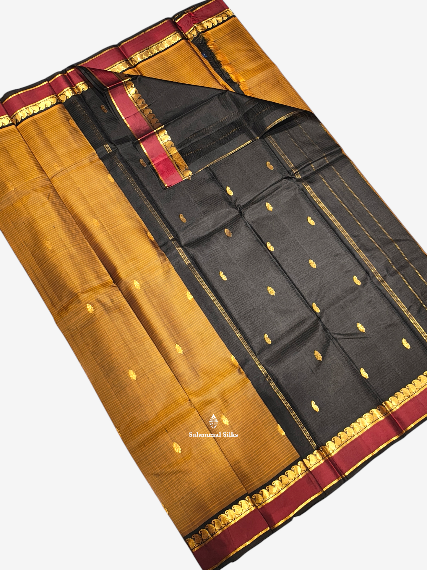 Ash Light Weight Beautiful Pure Silk Saree With Mango Butta Border