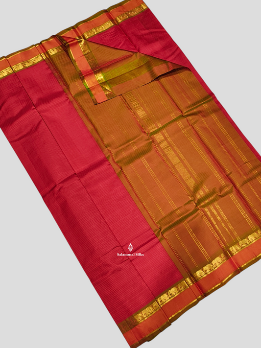 Red Light Weight Beautiful Pure Silk Saree With Elephant Butta Border