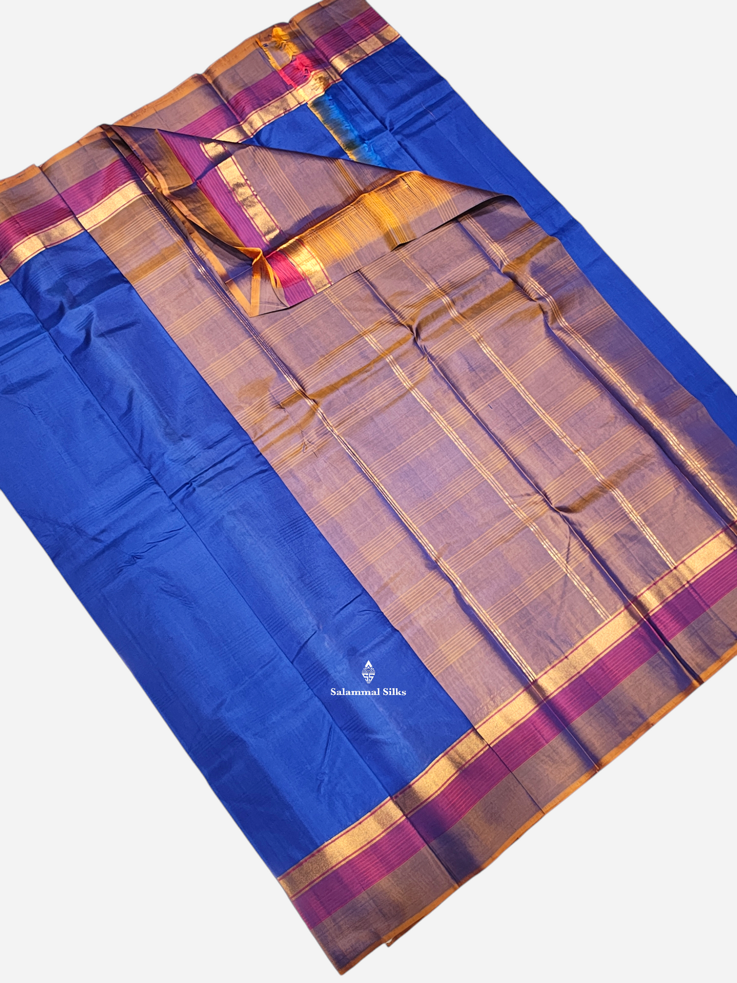 Royal Blue Light Weight Beautiful Pure Silk Saree With Three Layer Border