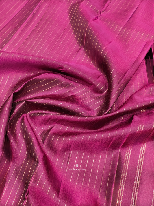 Pure Zari Magenta Kanjivaram Pure Silk Saree With Bottle Green Border