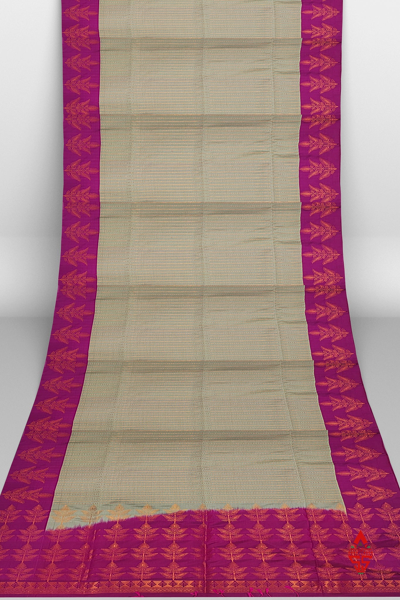 Grey Fancy Semi Soft Silk Saree With Magenta Border