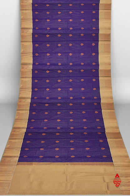 Violet Checks Semi Silk Saree With Sandal Border