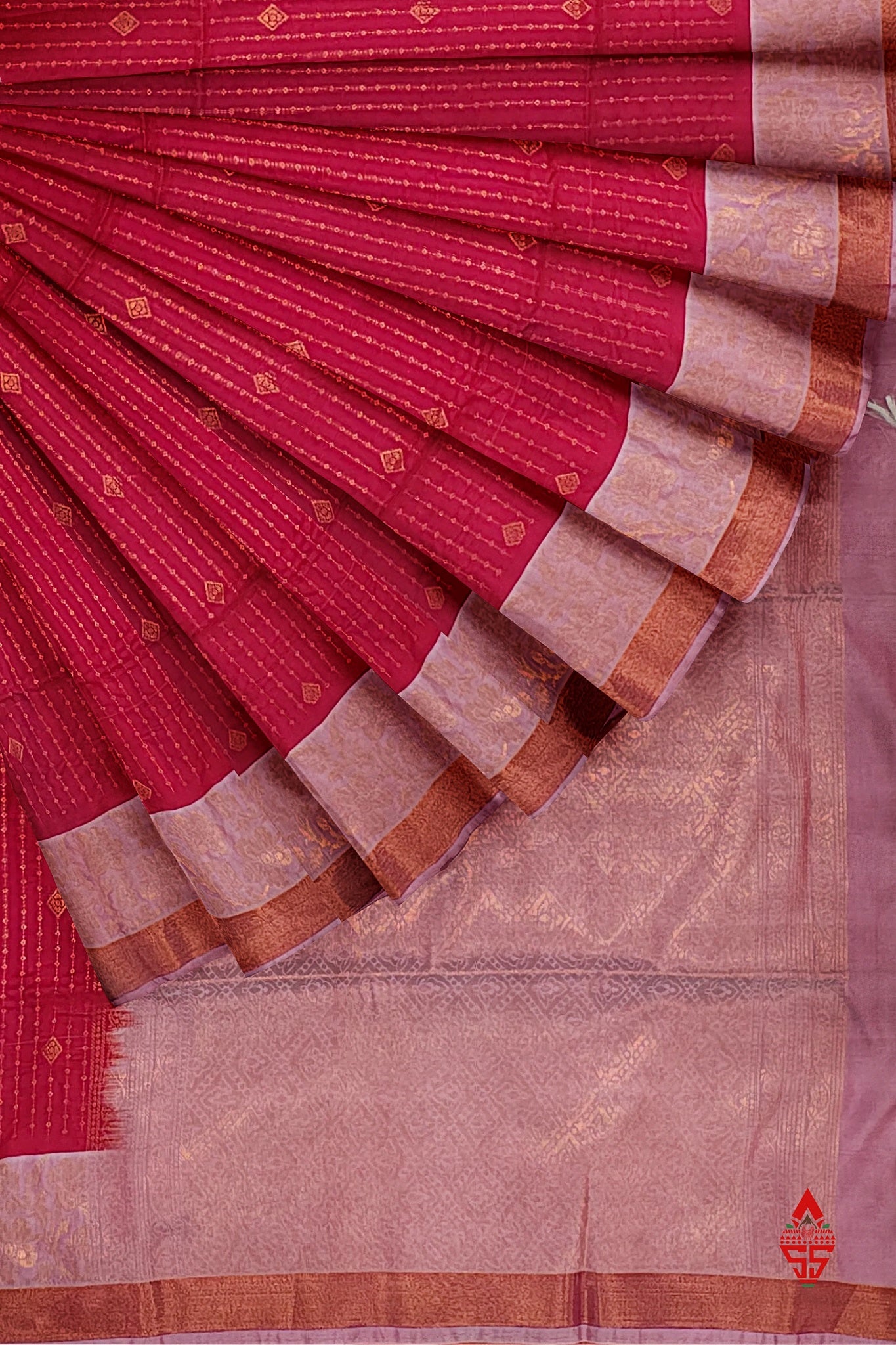 Red Semi Soft Silk Saree With Baby Pink Blouse