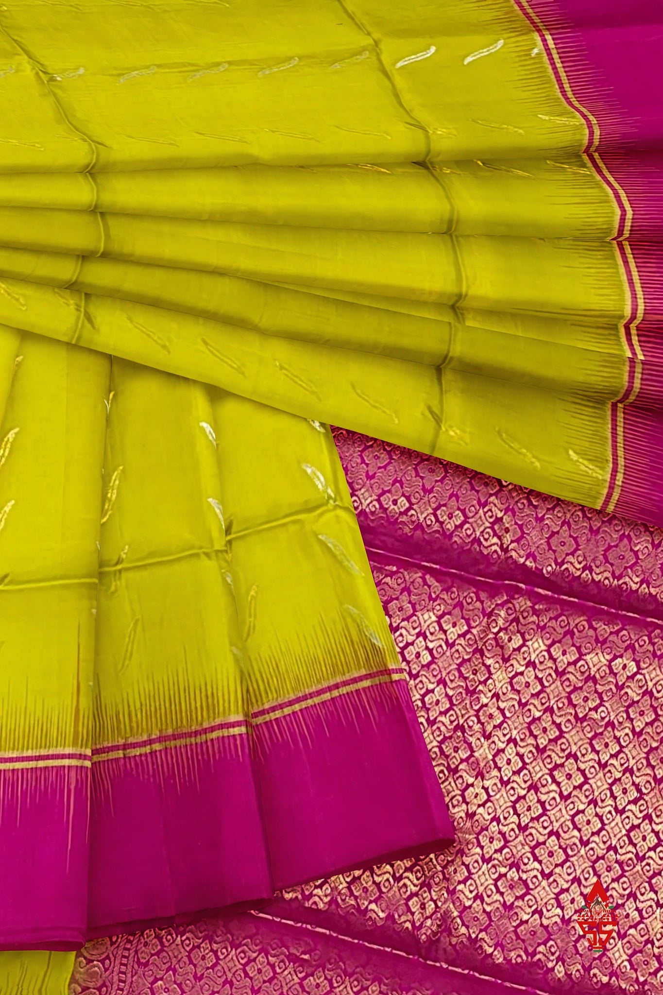 Yellow Fancy Pure Soft Silk Saree With Magenta Rose Blouse