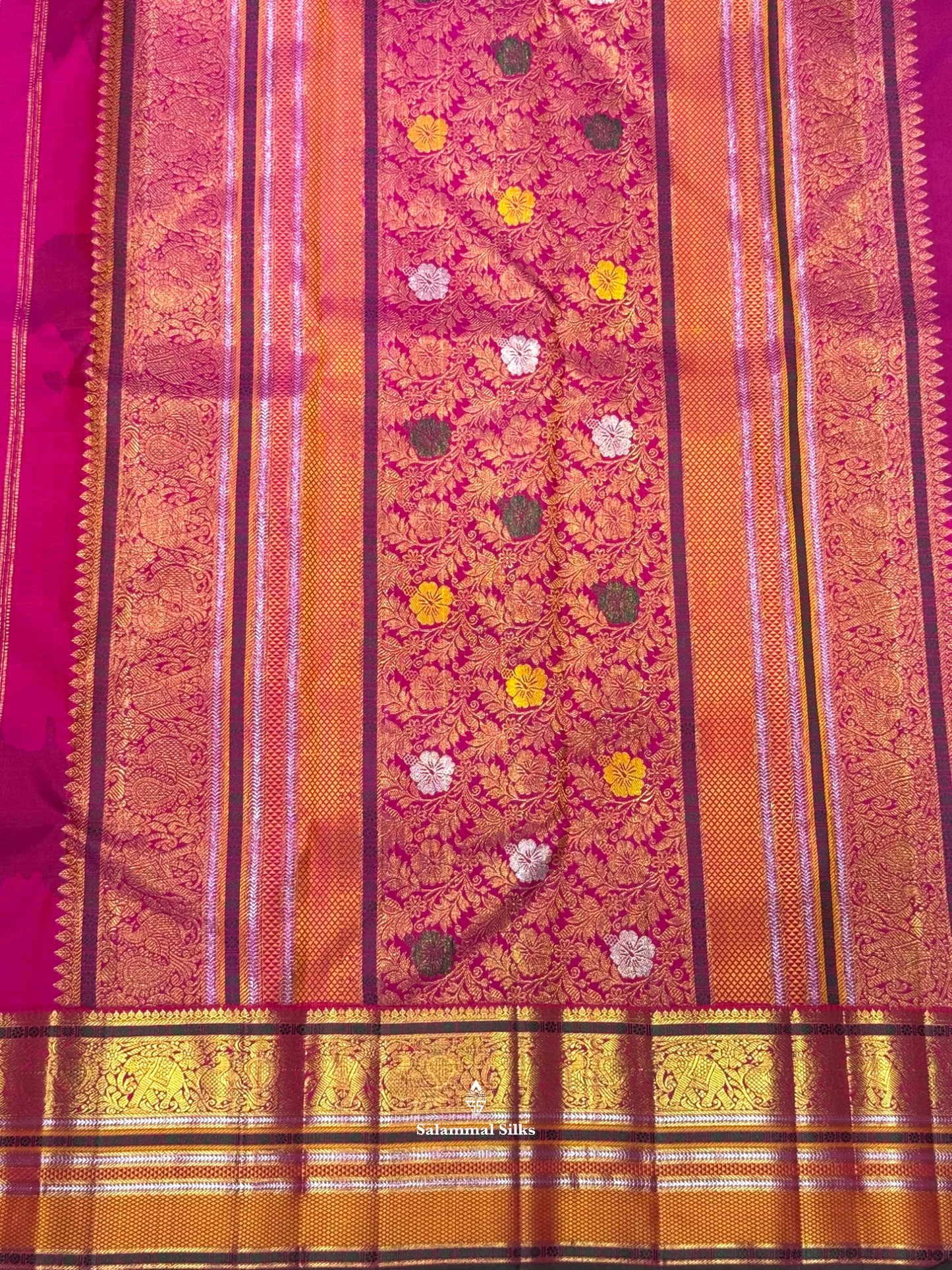 Kanjivaram Magenta Rose Pure Silk Saree With Blouse