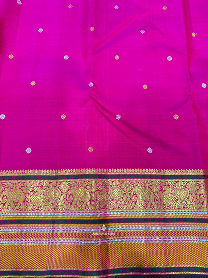 Kanjivaram Magenta Rose Pure Silk Saree With Blouse