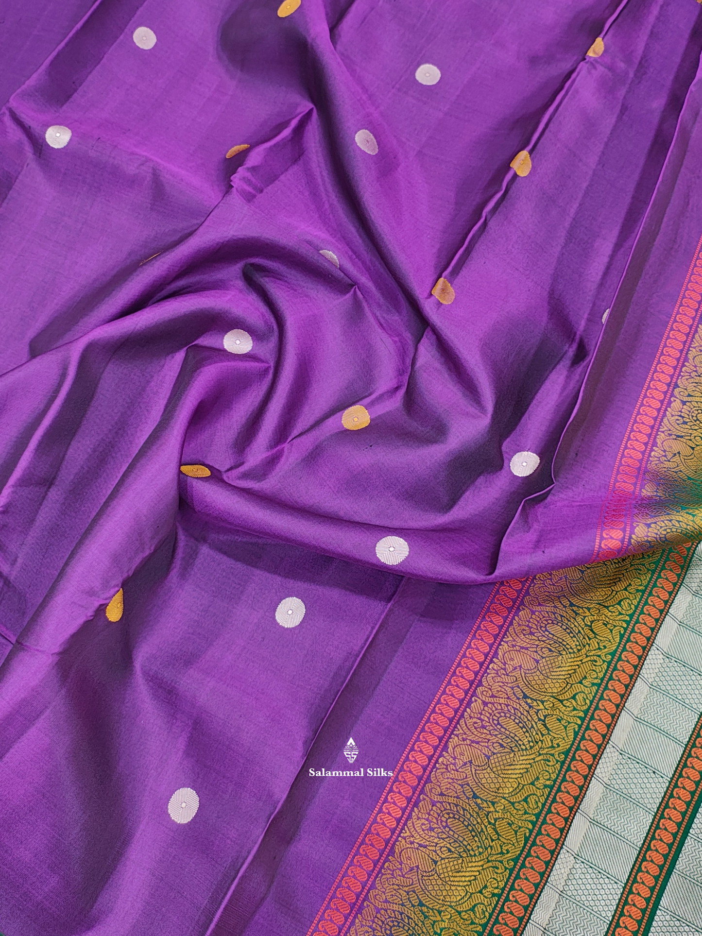 Kanjivaram Violet Pure Silk Saree With Thread Work Border