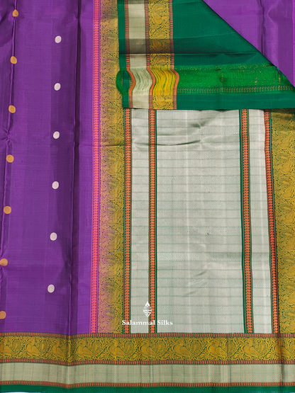 Kanjivaram Violet Pure Silk Saree With Thread Work Border