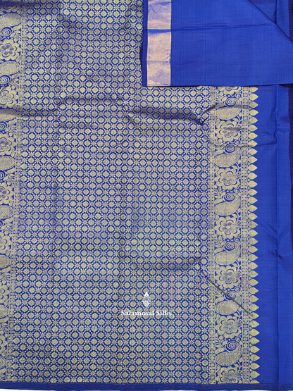 Kanjivaram Ink Blue Fancy Silk Saree With Temple Border