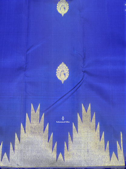 Kanjivaram Ink Blue Fancy Silk Saree With Temple Border