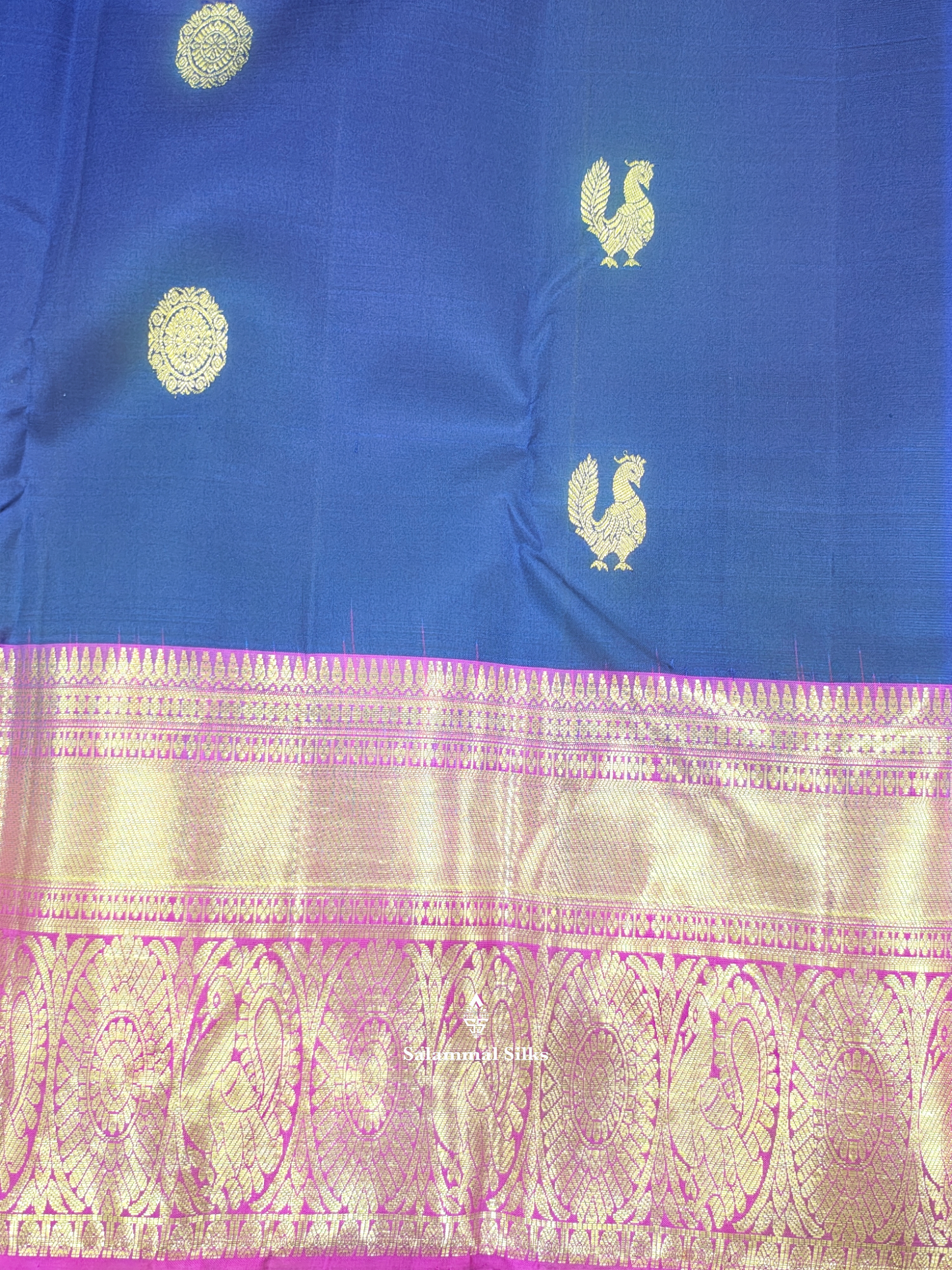 Kanjivaram Violet Traditional Pure Silk Saree With Magenta Rose Border