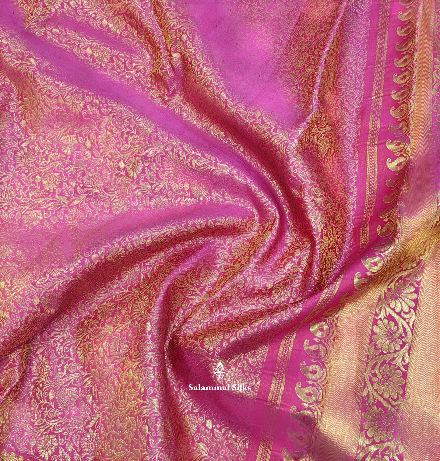 Kanjivaram Korvai Pink  Beautiful Bridal Pure Silk Saree With Blouse