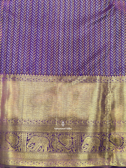 Kanjivaram Violet Grand Wedding Pure Silk Saree With Blouse