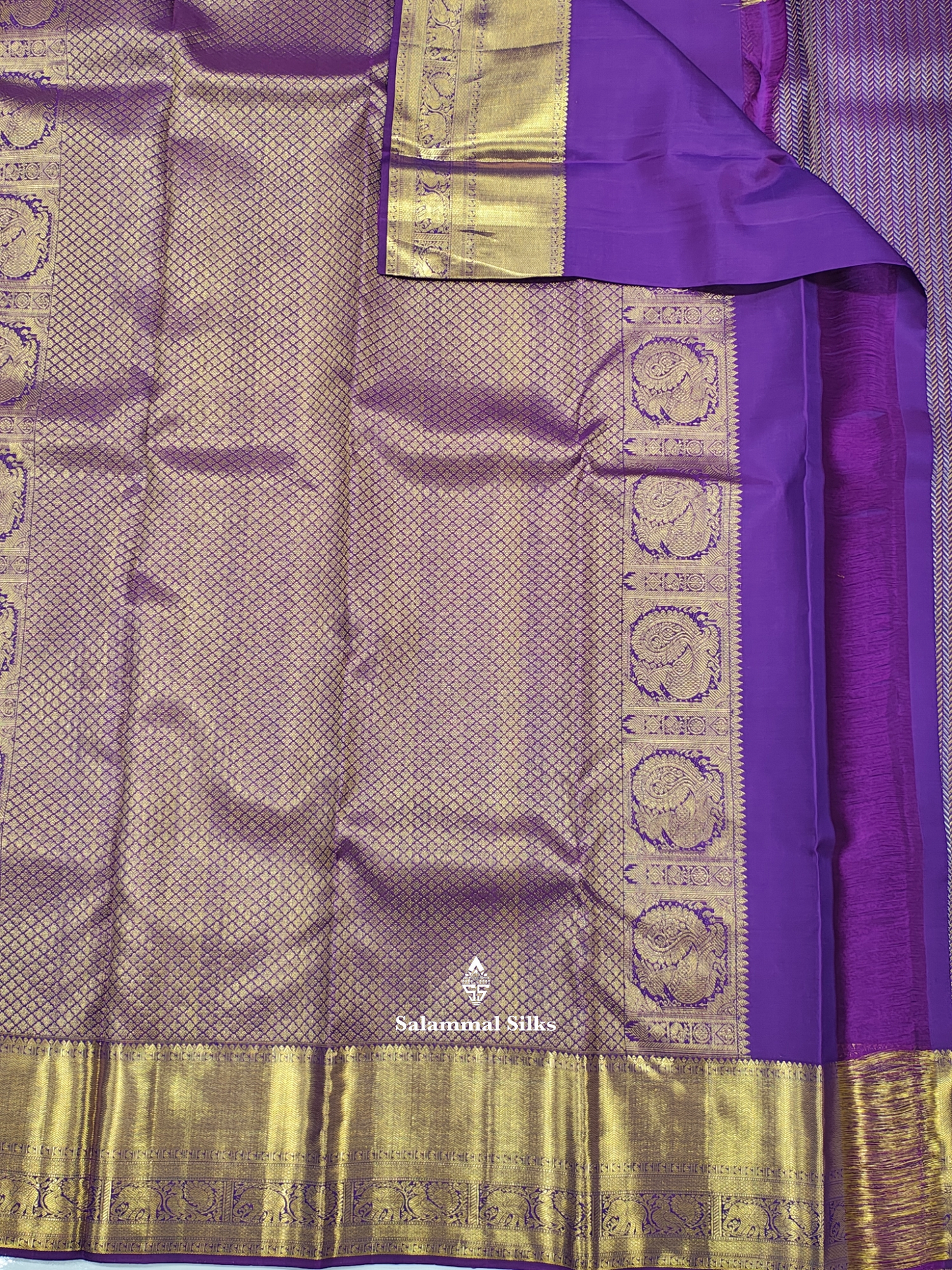 Kanjivaram Violet Grand Wedding Pure Silk Saree With Blouse