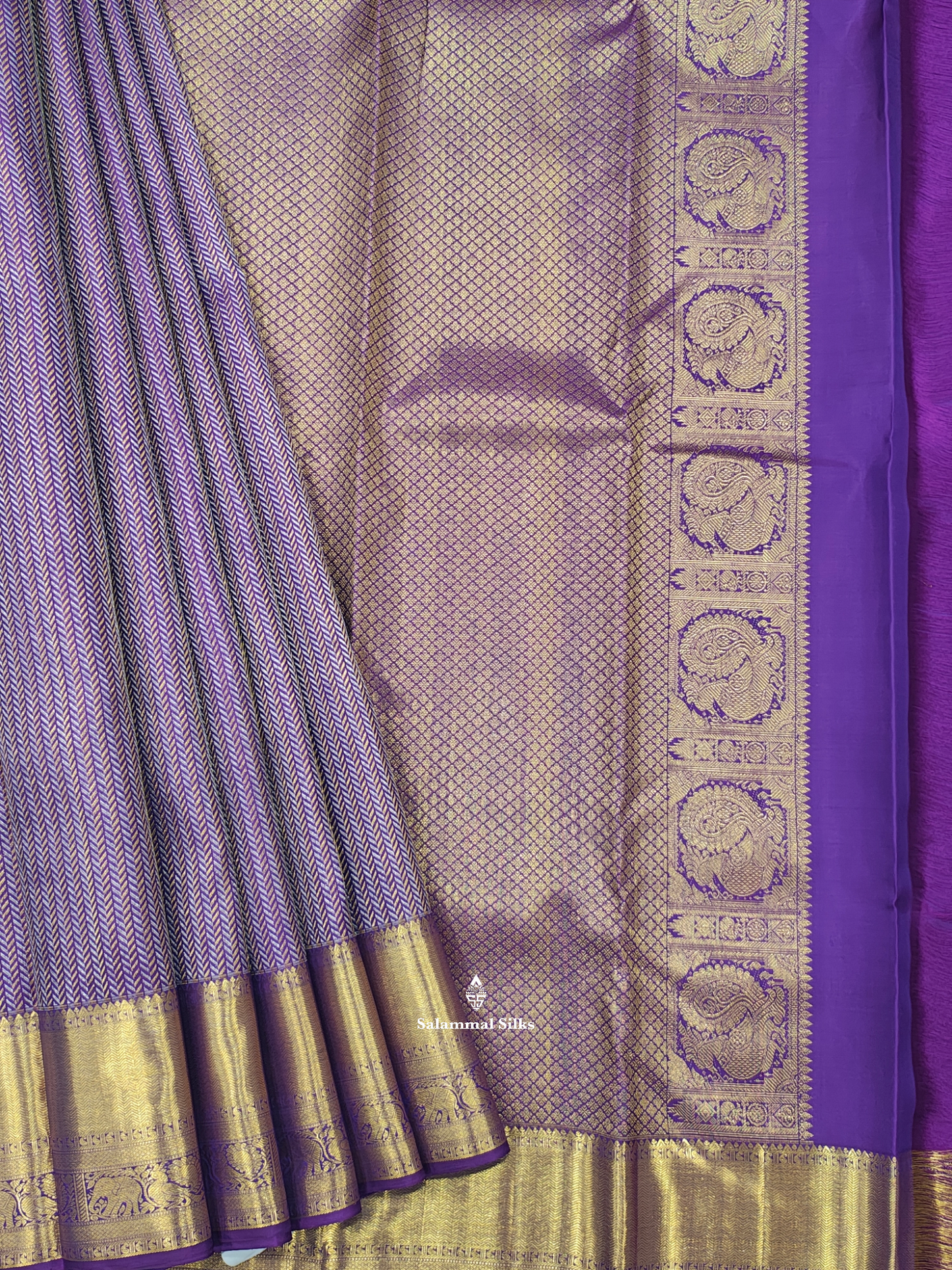 Kanjivaram Violet Grand Wedding Pure Silk Saree With Blouse