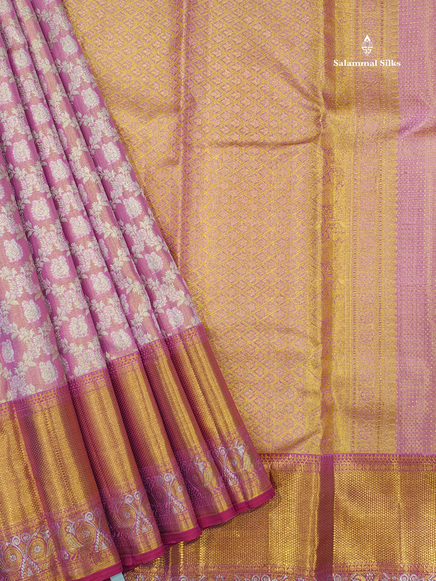 Kanjivaram Korvai Baby Pink Bridal Pure Silk Saree With Blouse