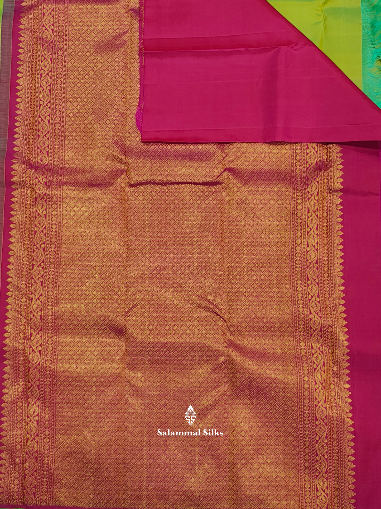 Kanjivaram Parrot Green Pure Silk Saree WithOut Border