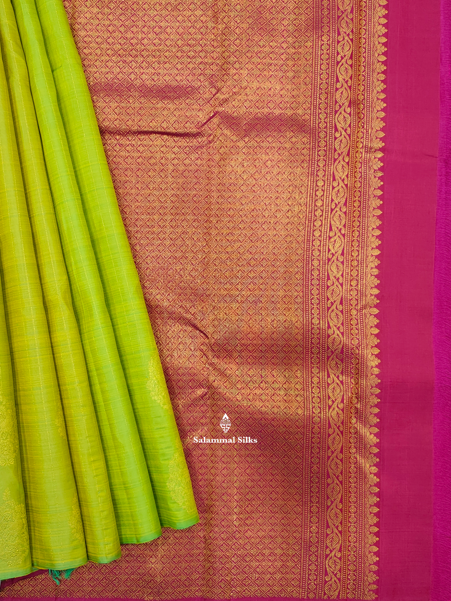 Kanjivaram Parrot Green Pure Silk Saree WithOut Border