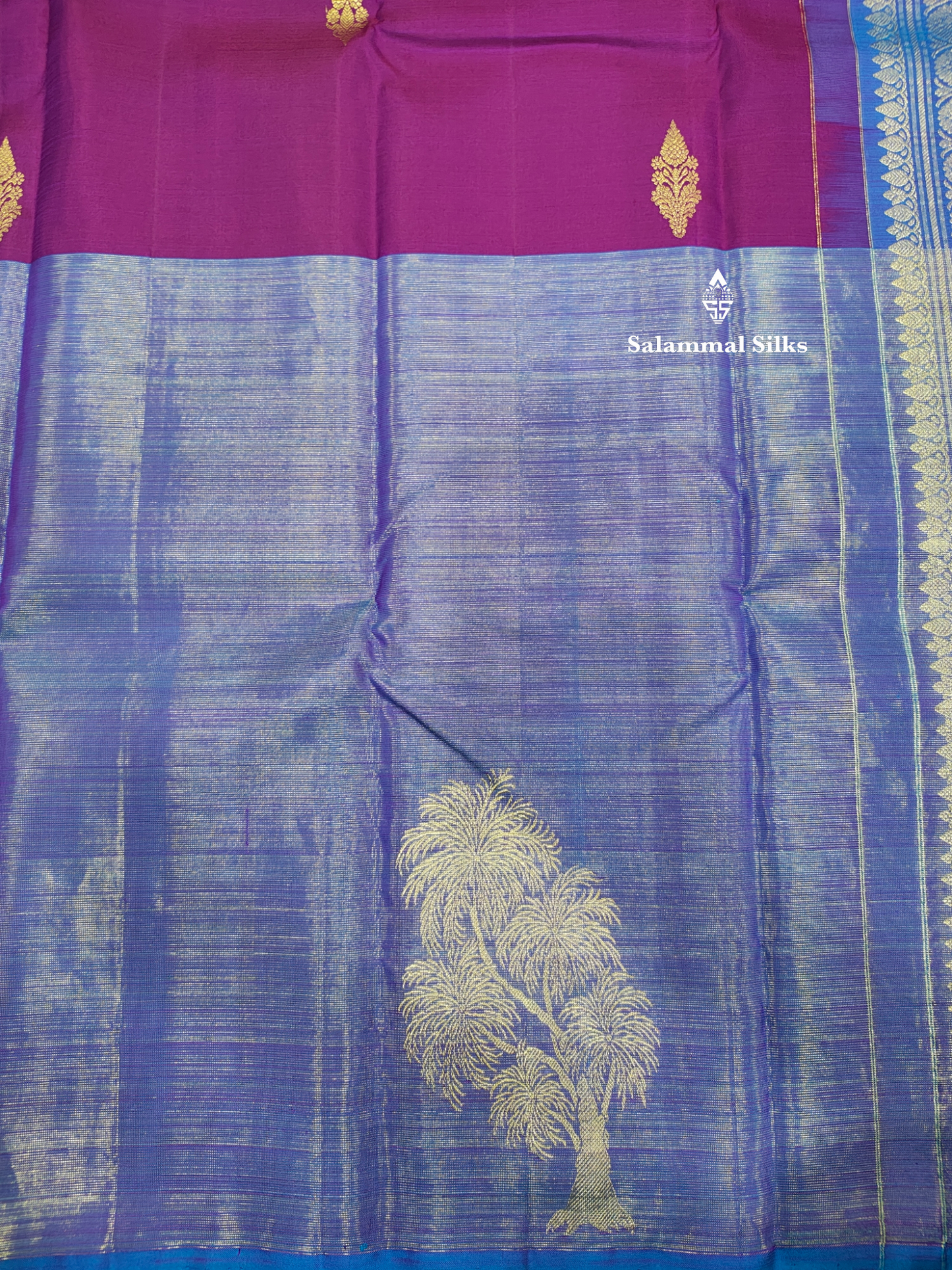 Kanjivaram Beautiful Violet Half And Half Pure Silk Saree With Peacock Blouse