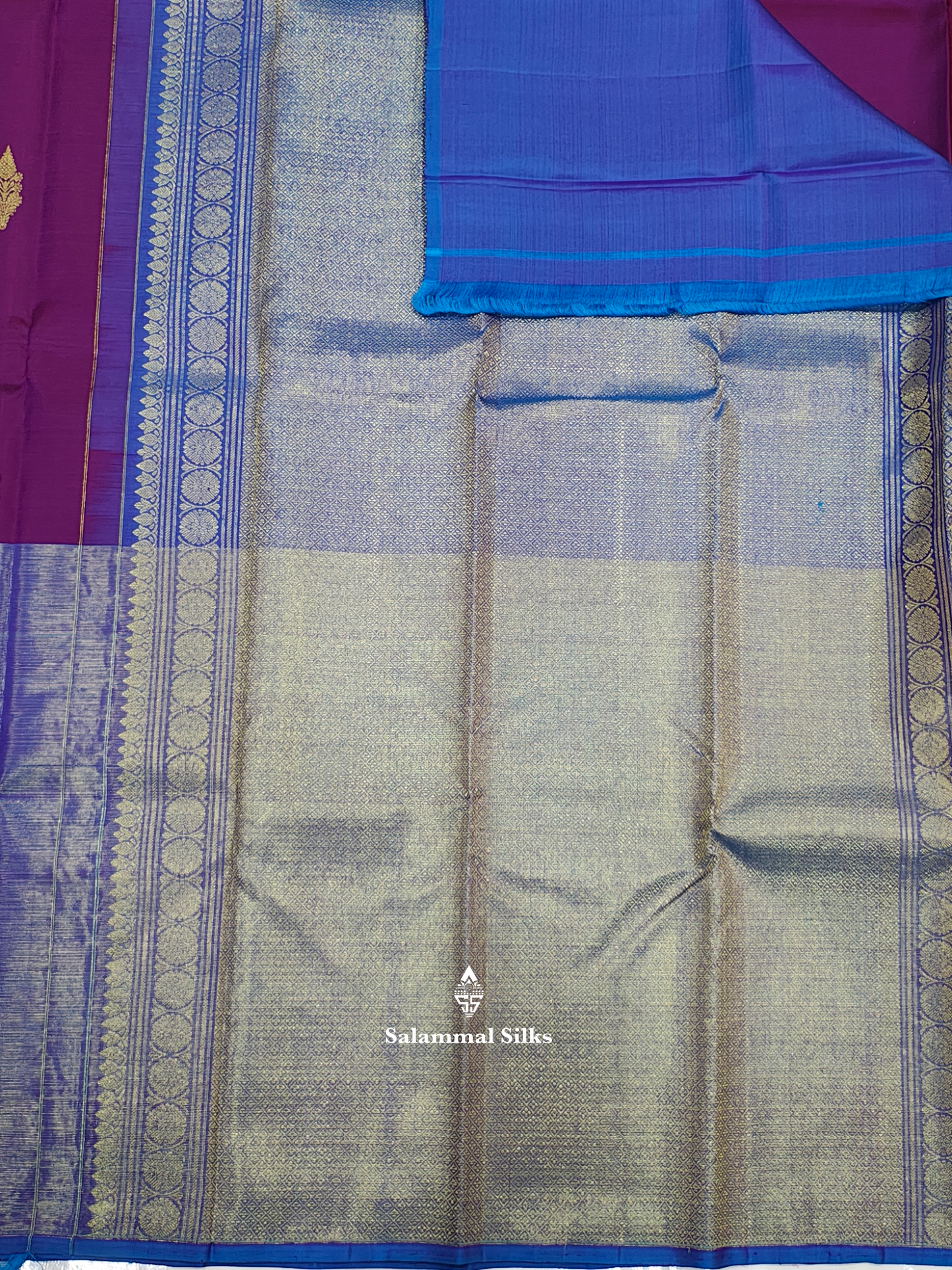 Kanjivaram Beautiful Violet Half And Half Pure Silk Saree With Peacock Blouse