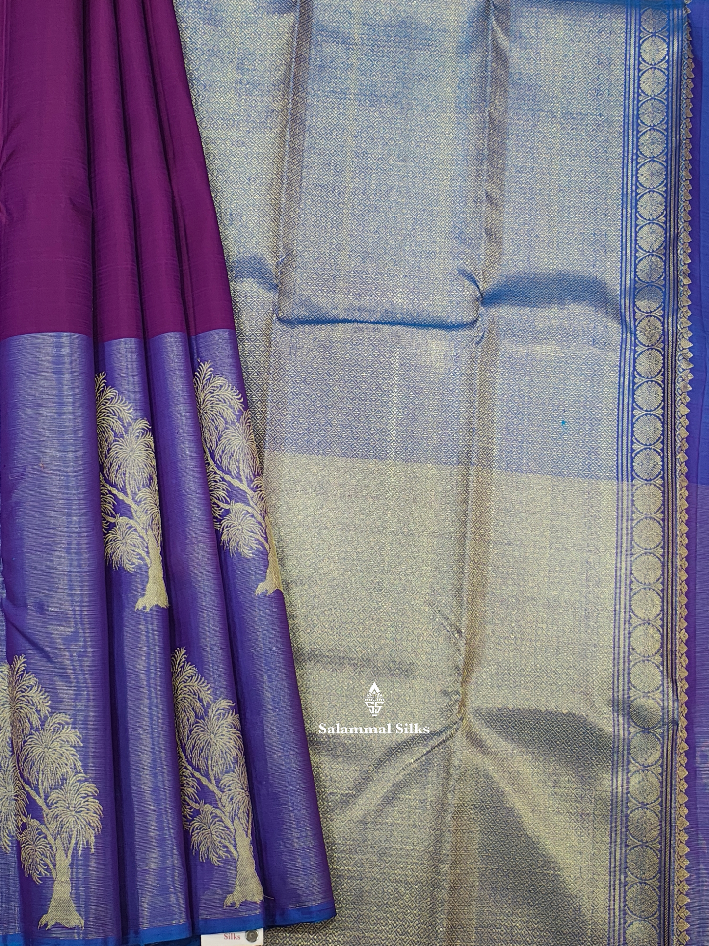 Kanjivaram Beautiful Violet Half And Half Pure Silk Saree With Peacock Blouse