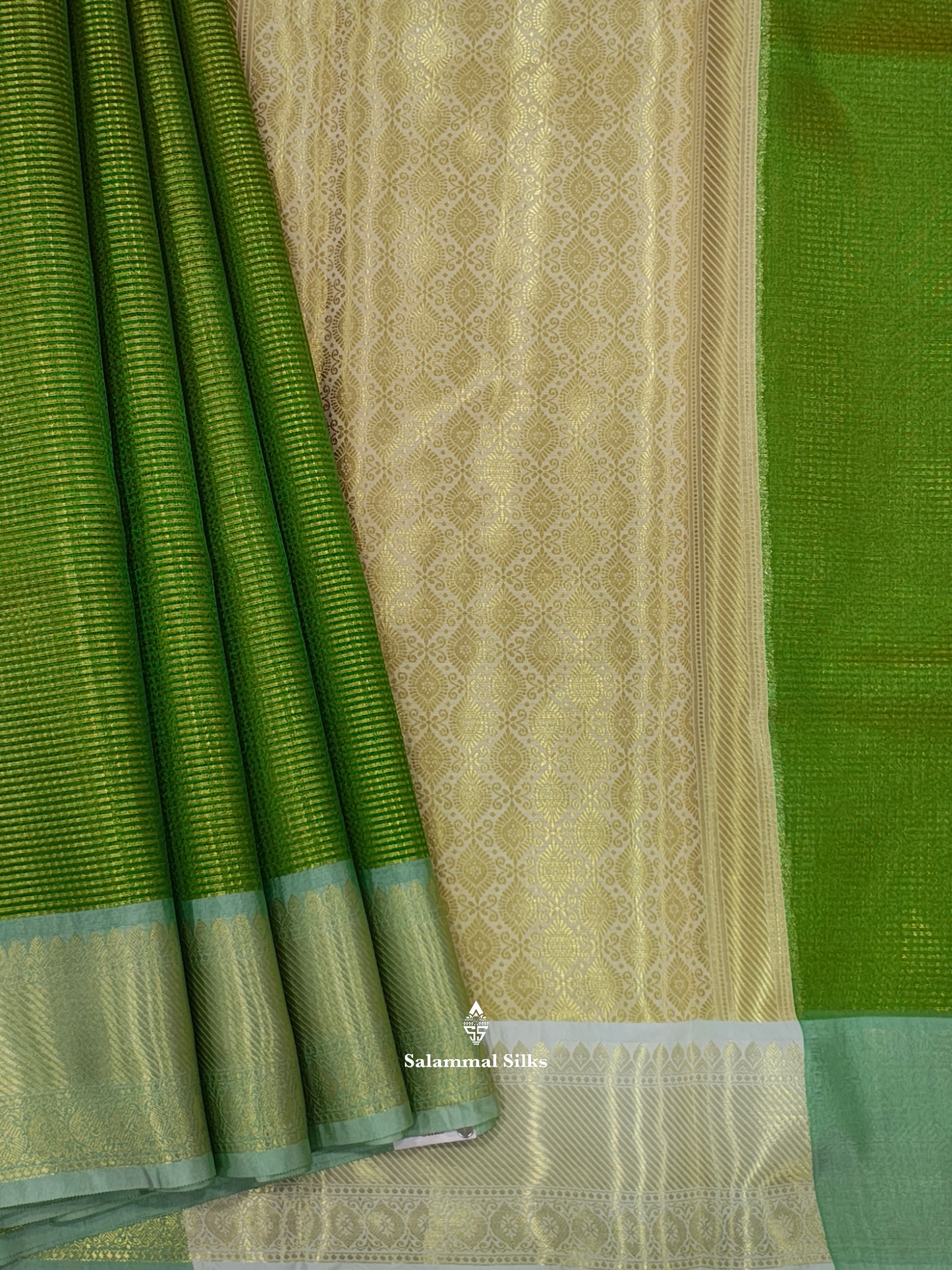 Golden Green Actor Nayanthara Inspired Beautiful Premium Fancy Saree