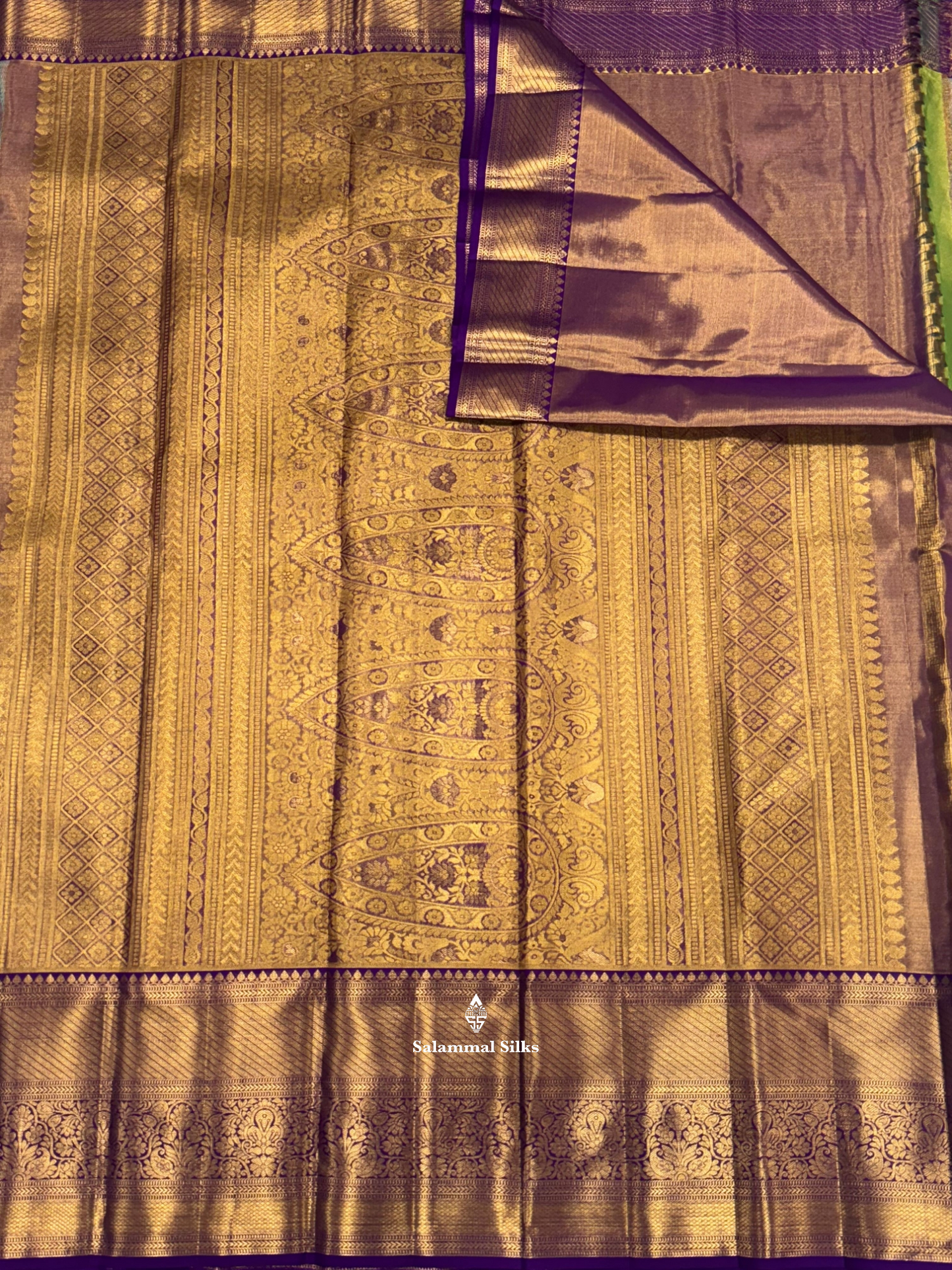 Kanjivaram Beautiful Multicolour Wedding Fancy Pure Silk Saree With Violet Border