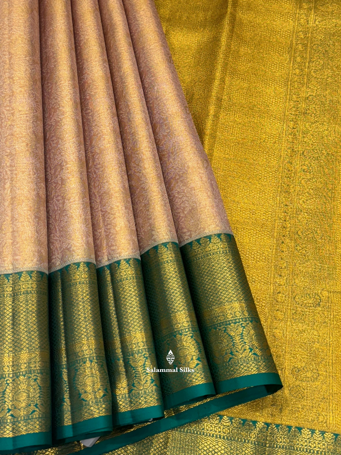 Kanjivaram Baby Pink Tissue Beautiful Wedding Pure Silk Saree With Green Border