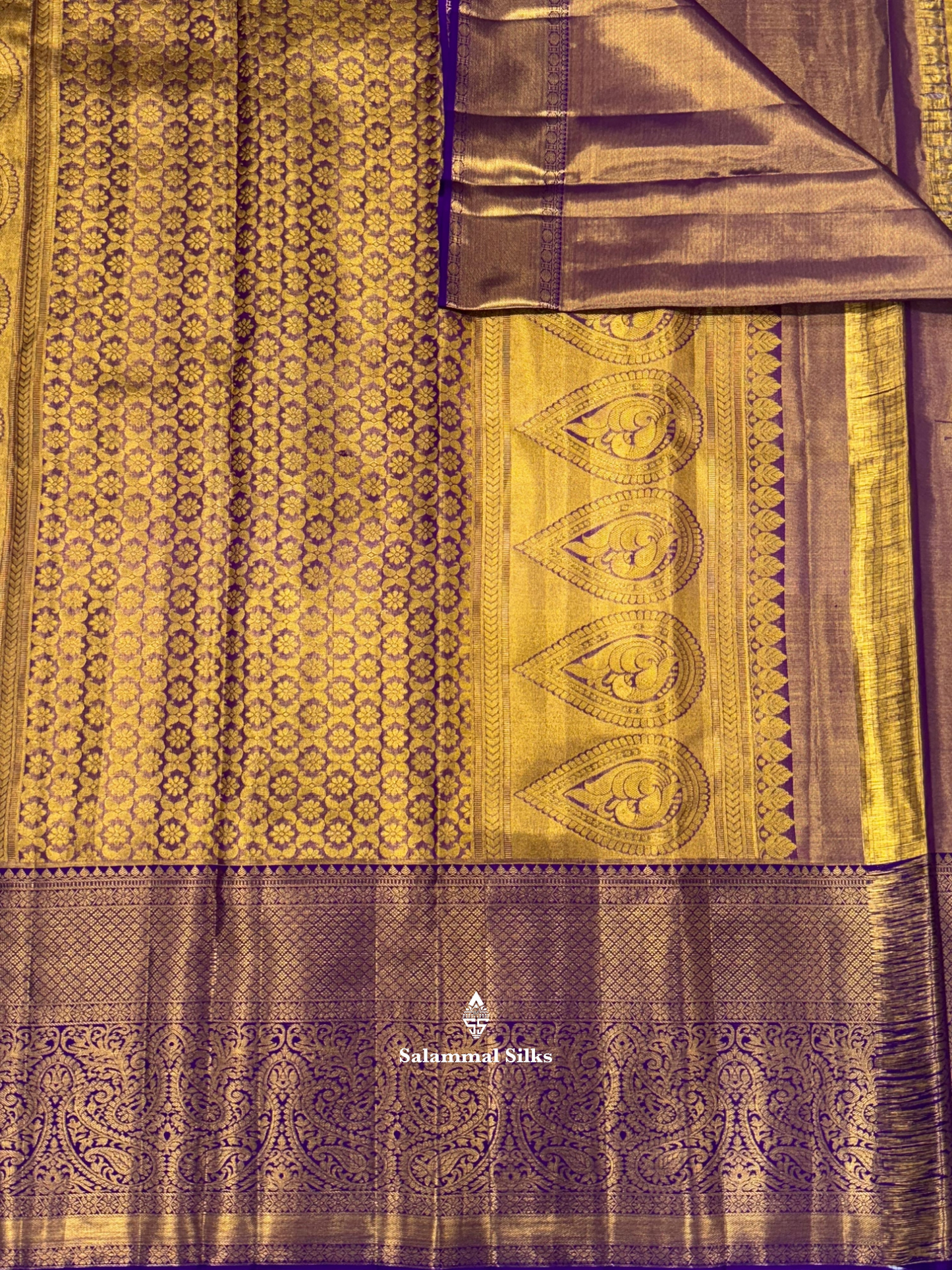 Kanjivaram Light Lavender Super Bridal Pure Silk Saree With Violet Border