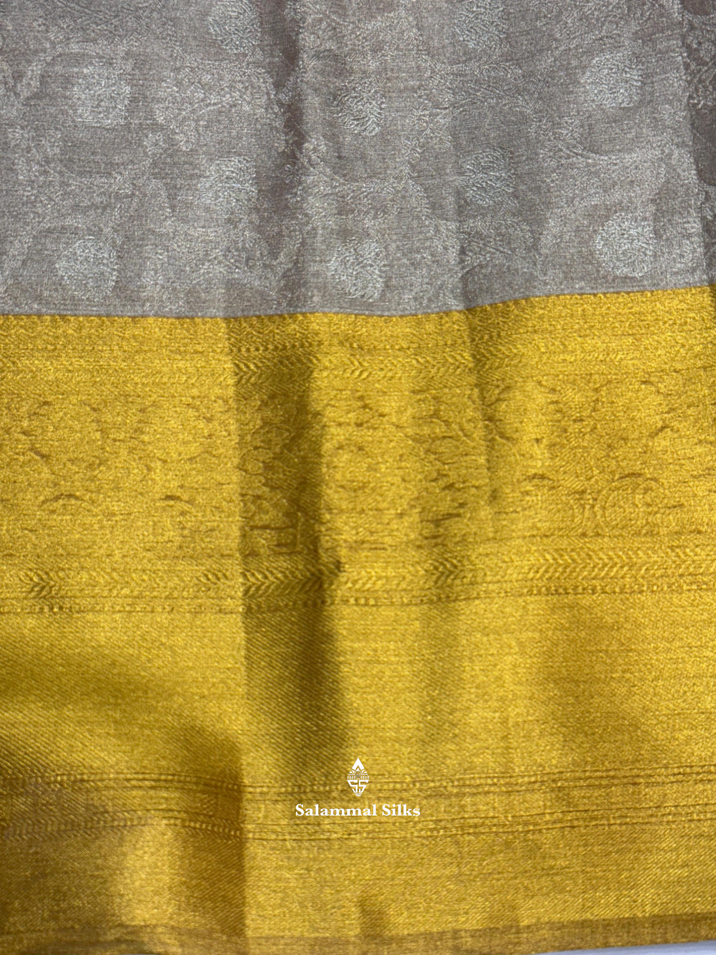 Kanjivaram Cream Tissue Beautiful Wedding Pure Silk Saree With Golden Yellow Border