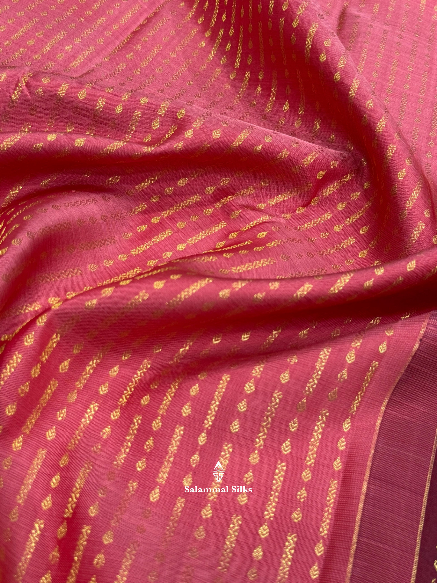 Kanjivaram Beautiful Pinkish Peach Pure Silk Saree With Maroon Long Border