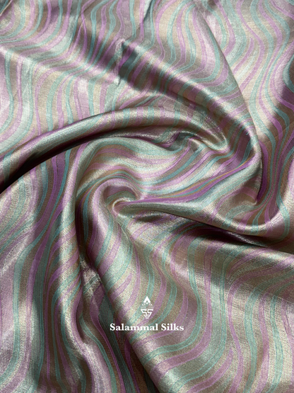 Kanjivaram Beautiful Multicolour Lines Pure Silk Saree With Lavender Border