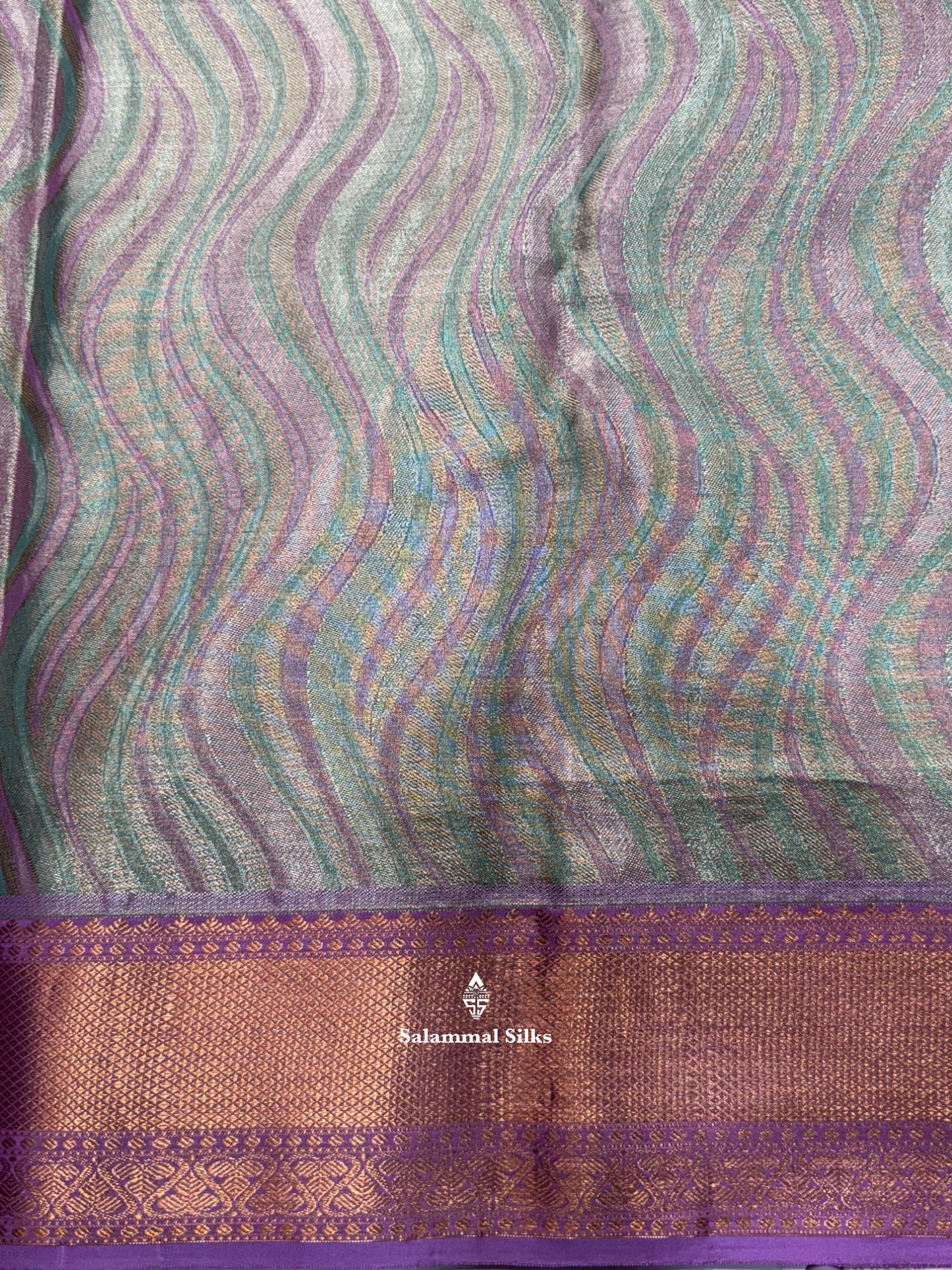 Kanjivaram Beautiful Multicolour Lines Pure Silk Saree With Lavender Border