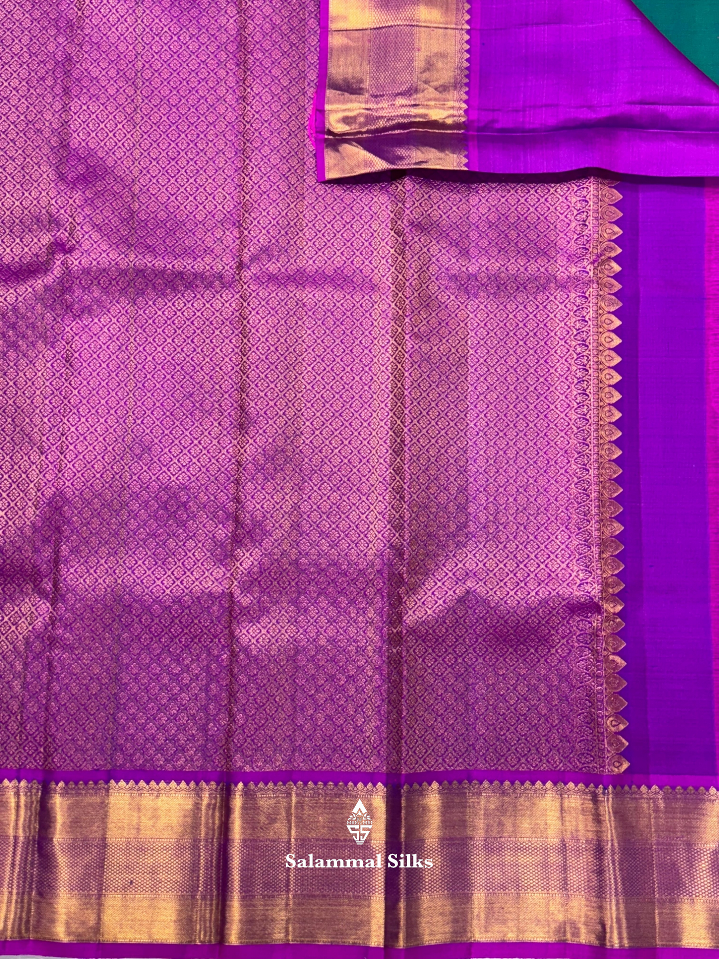 Kanjivaram Peacock Green Super Wedding Pure Silk Saree With Magenta Rose Border