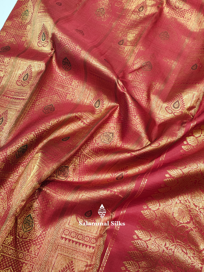 Kanjivaram Beautiful Maroon Double Nada Pure Silk Saree With Blouse