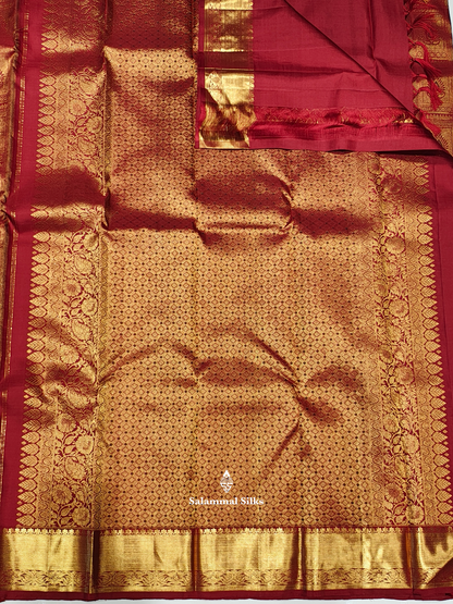 Kanjivaram Beautiful Maroon Double Nada Pure Silk Saree With Blouse