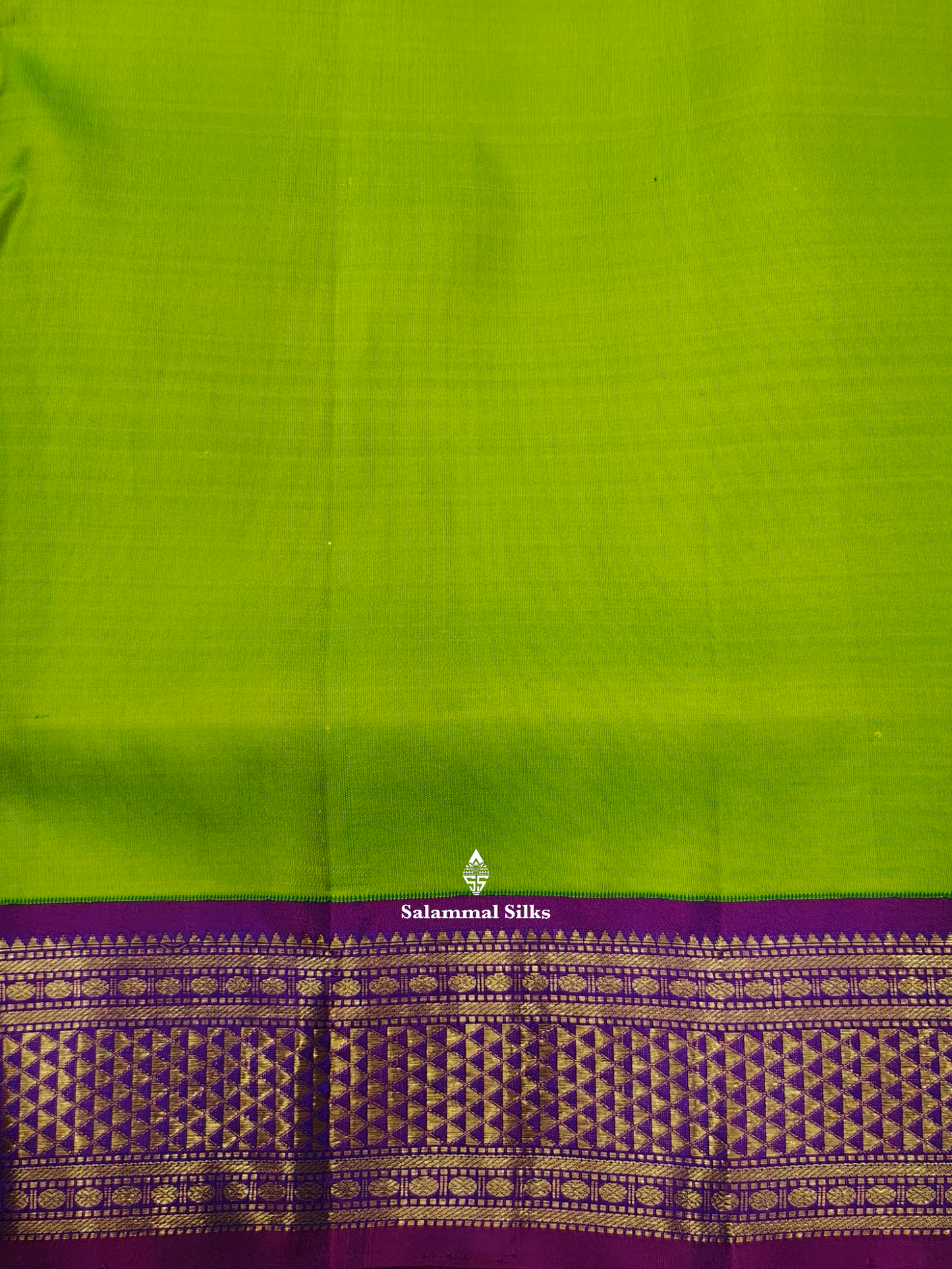 Kanjivaram Beautiful Parrot Green 9Yards Pure Silk Saree With 5inch Violet Border