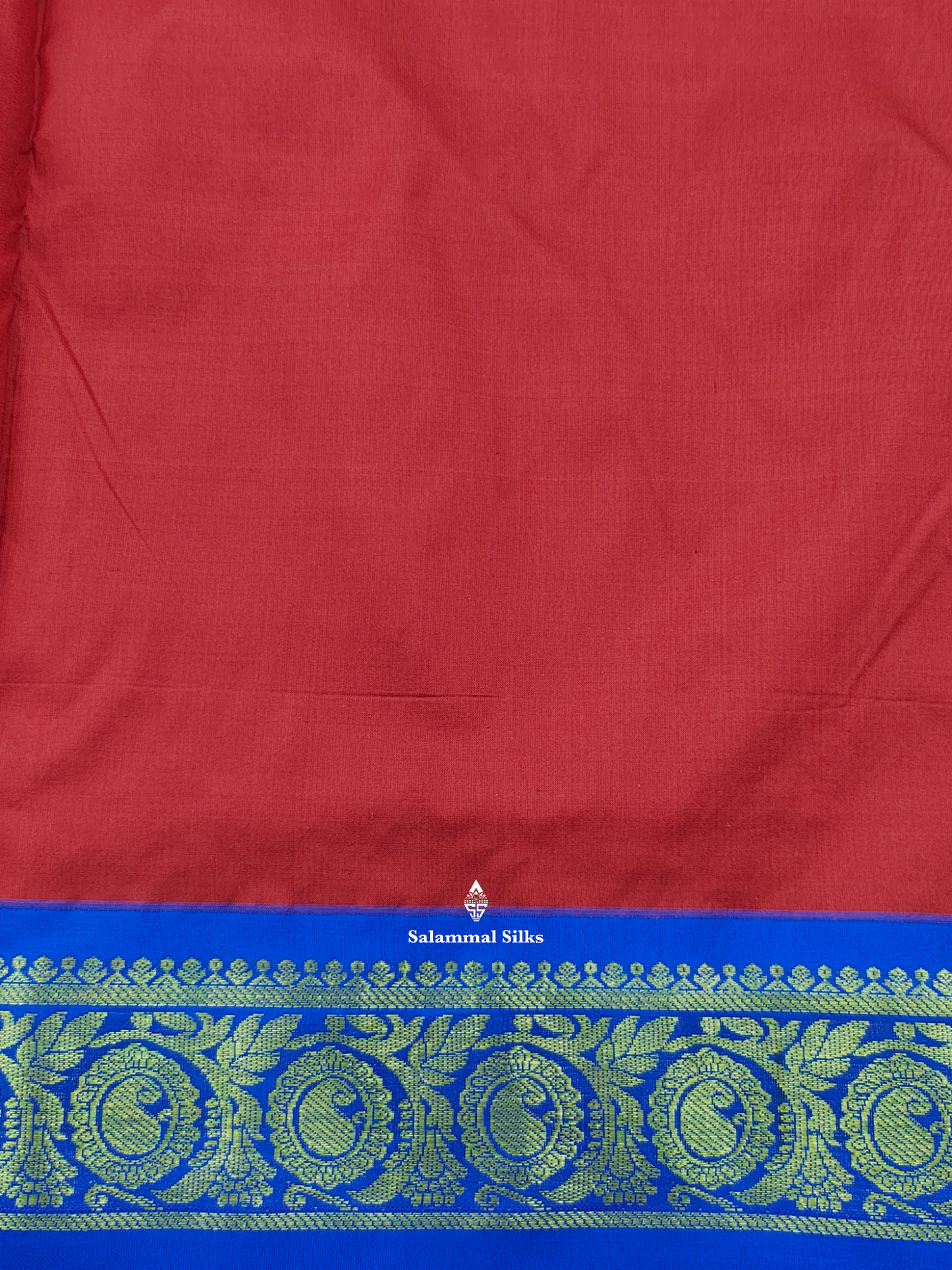 Kanjivaram Beautiful Red 9Yards Pure Silk Saree With 5inch Royal Blue Border