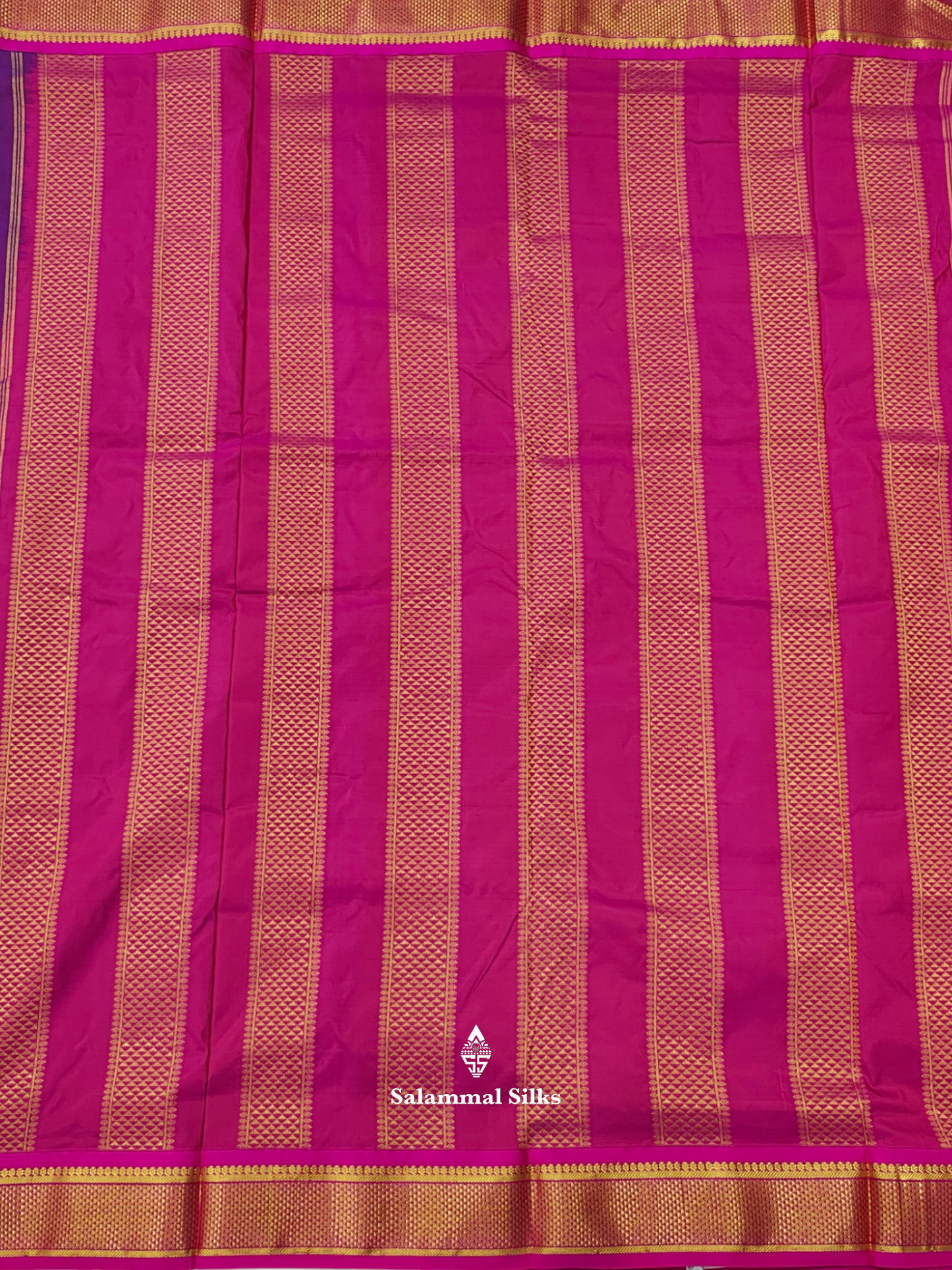 Kanjivaram Beautiful Peacock Blue 9Yards Pure Silk Saree With 5inch Magenta Rose Border