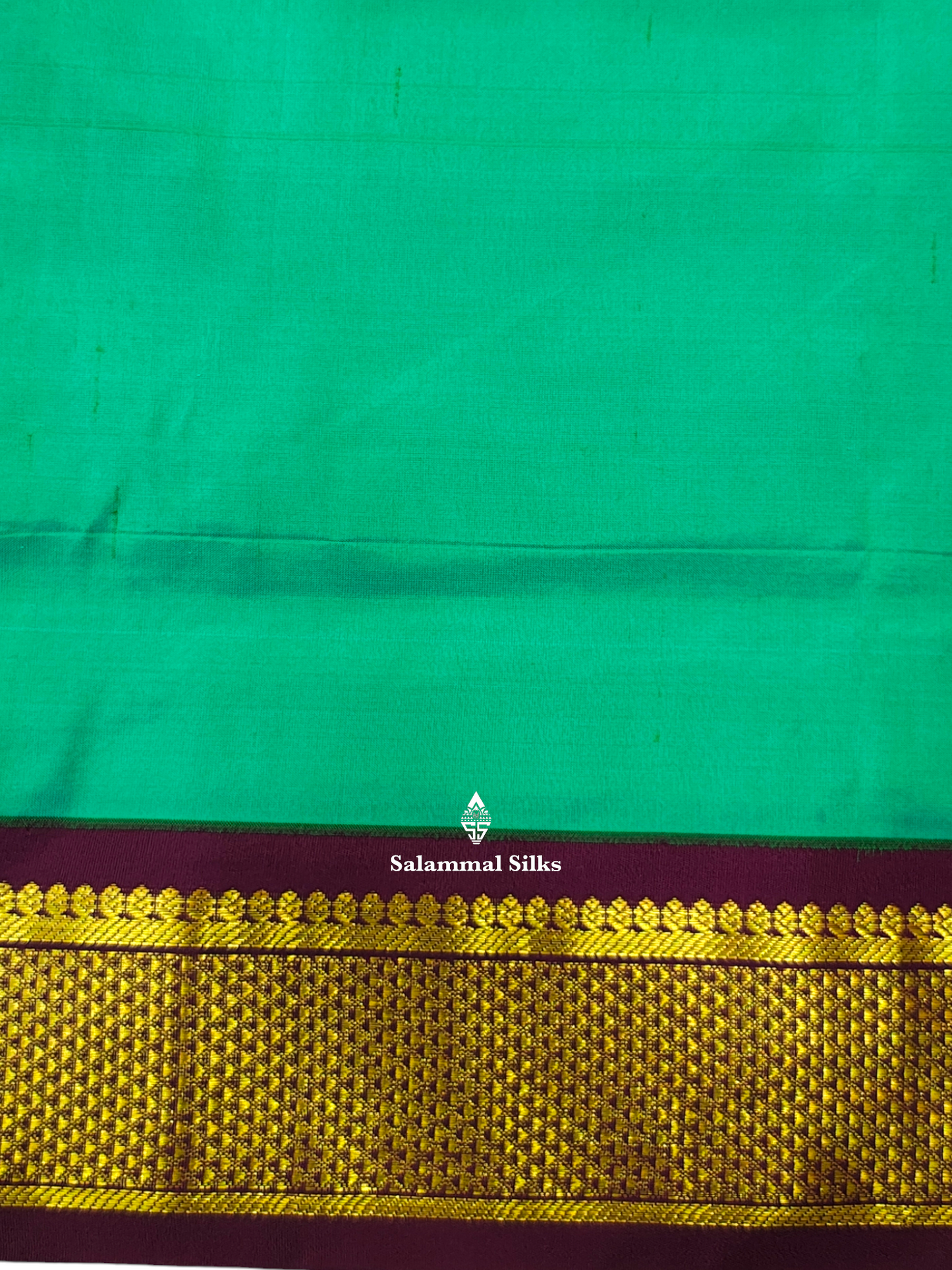 Kanjivaram Beautiful Sapphire Green 9Yards Pure Silk Saree With 5inch Maroon Border