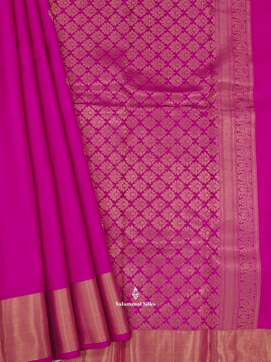 Kanjivaram Magenta Rose Pure Silk Saree With Blouse