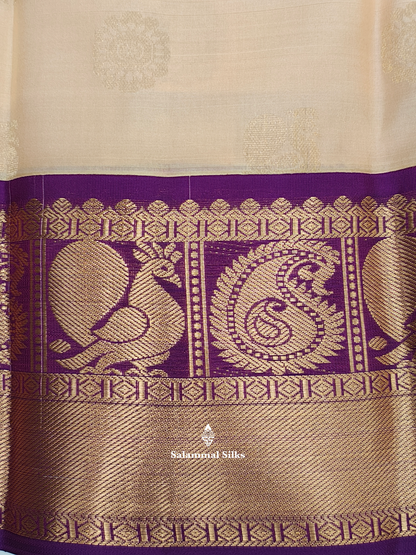 Kanjivaram Sandal Pure Silk Saree With Violet Border