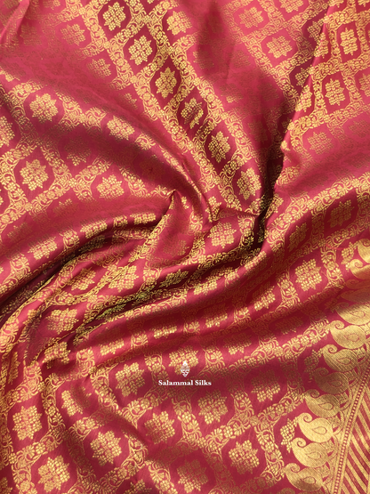 Kanjivaram Beautiful Maroon Pure Silk Saree With Gold Zari Border