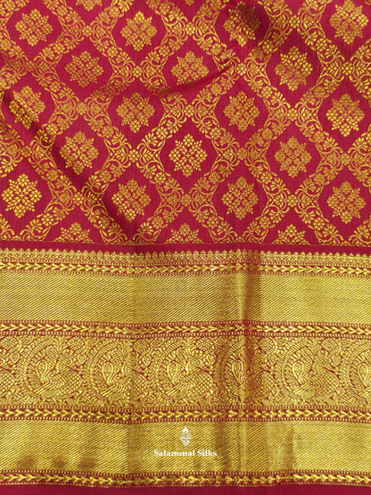 Kanjivaram Beautiful Maroon Pure Silk Saree With Gold Zari Border